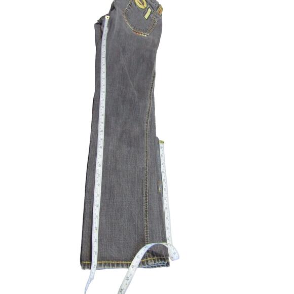 Coogi Vintage Embroidered Distressed Straight Leg Jeans Low Rise Blue Womens 3/4 - Picture 6 of 8